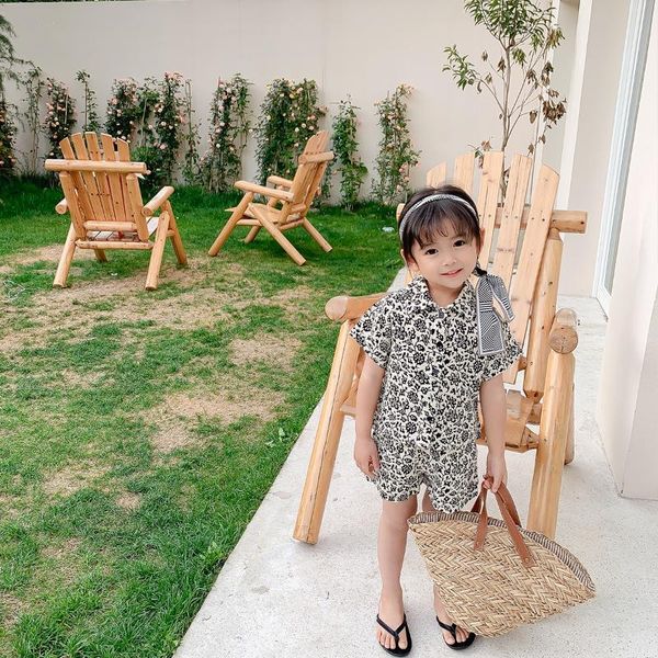 

summer baby clothes set toddler girl fashion floral pattern printed short sleeve shirt + fairy cute shorts 2pcs clothing sets, White