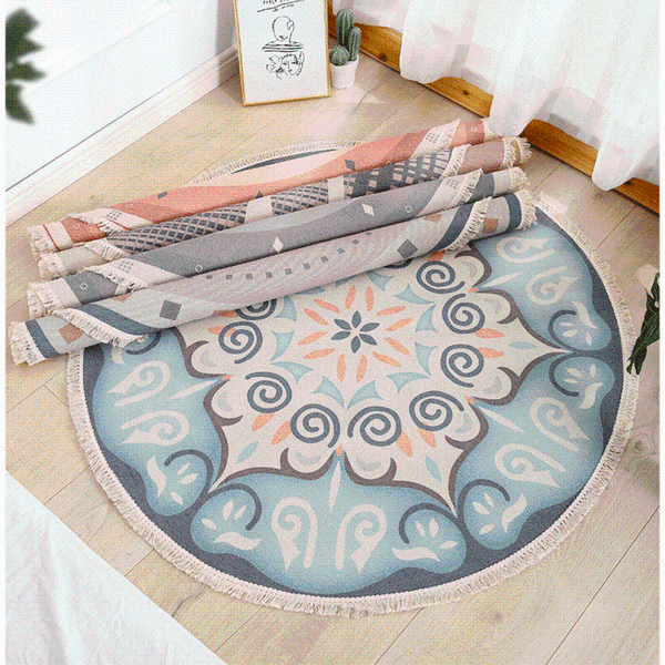 

carpets retro bohemian round carpet for living room bedroom cotton linen tassels rug yarn dyed tapestry mat home decoration