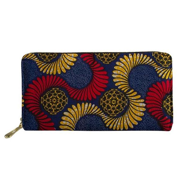

wallets women wallet leather notecase cute tribal pattern long zipper vintage clutch card holder fashion phone bags coin purse, Red;black
