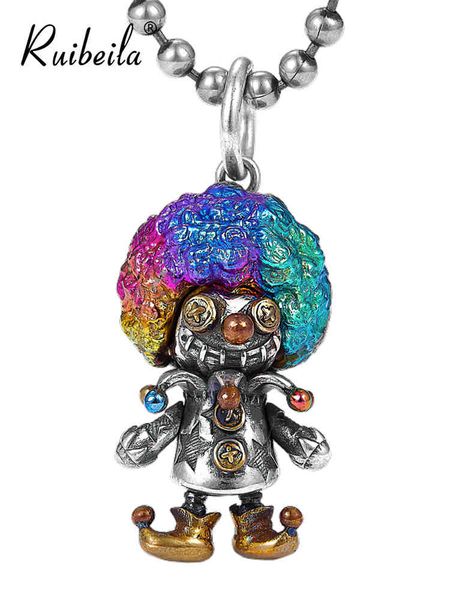 

ruibeila color clown pendant necklace men s925 silver fashion personality hip hop punk jewelry 2021