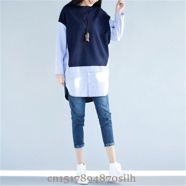 

sleepwear mode plus size spring women autumn tarja patchwork female blouse long casual loose bluffs z160 rrlj, Black;red