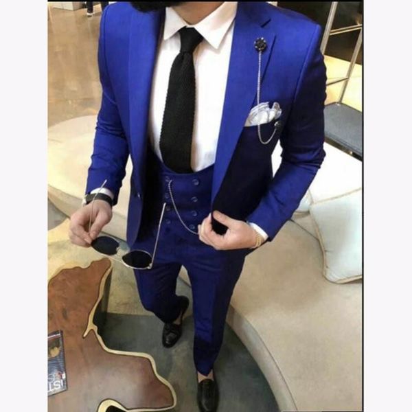 

men's suits & blazers 2021 slim fit royal blue costume homme men for wedding 3pieces(jacket+pant++vest+tie) terno masculino groom tuxed, White;black