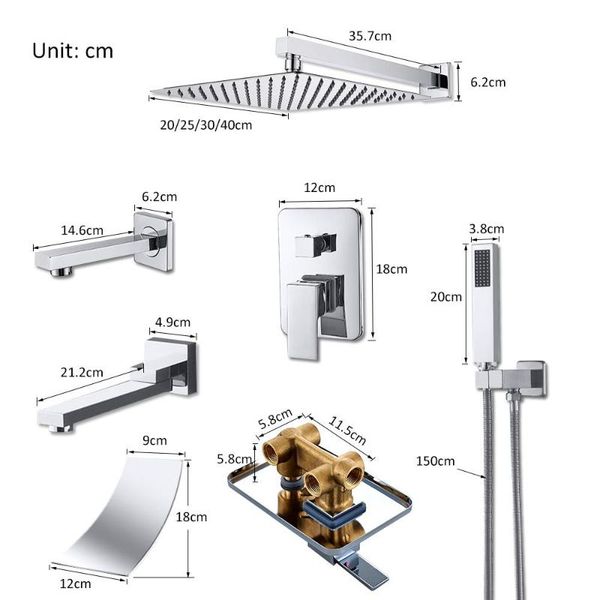 

bathroom shower sets wall mount rain waterfall faucets set concealed chrome system bathtub mixer faucet tap