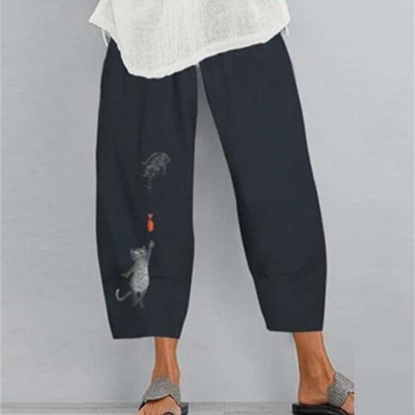 

summer casual loose women's elastic waist wide leg pants, Black;white