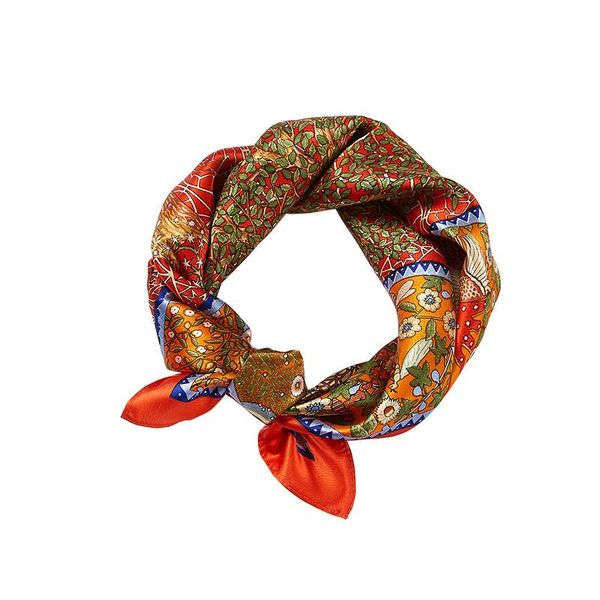 

scarves 2021 european and american silk scarf women's retro tree printed 53*53cm party ceremony neck decorate wrap shawl female, Blue;gray