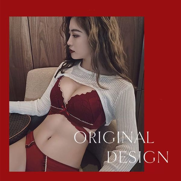 

push up bra wireless brassiere patent design underwear sets woman intimates woman lingerie femme underwear & sleepwears, Red;black