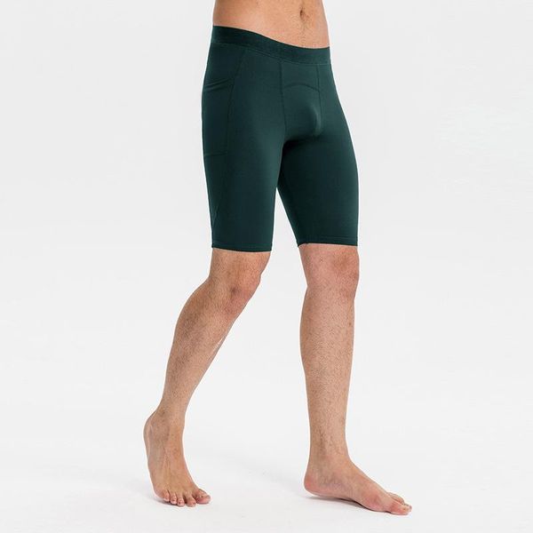 

gym clothing breathable quick-drying mens sports shorts tight-fitting workout training pants with pockets running fitness, White;black