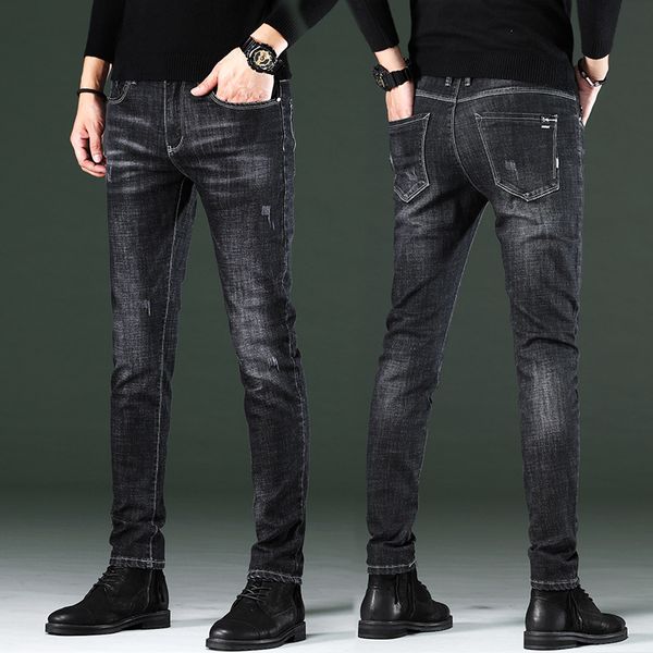 

jeans autumn men's 2021 slim fit leggings fashion brand leisure business long pants, Blue