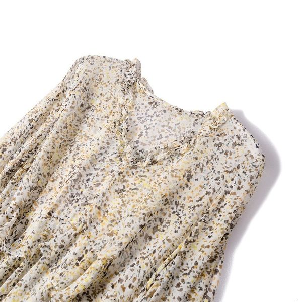 

dress colored ink printed georgette wood ear waist v-neck lotus leaf sleeve 100% mulberry silk female fashion party, Black;gray