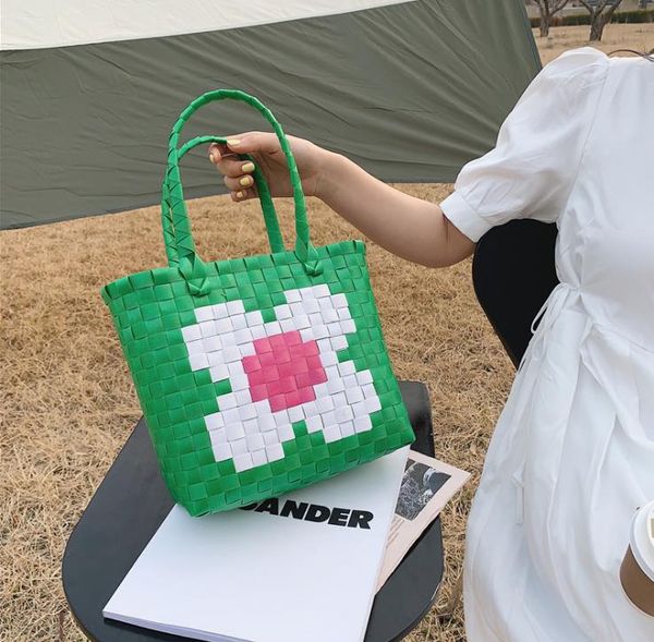 

colorful woven bags vegetable basket handbag fashion holiday beach bag