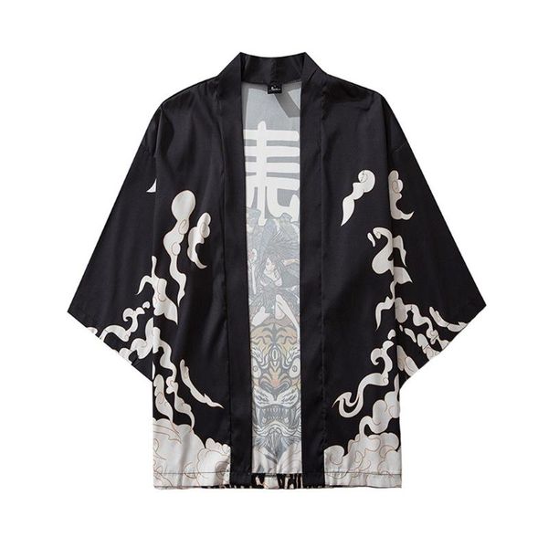 

men's casual shirts summer men beach blouse five sleeves kimono mens and womens cloak jacket fashion beachwear 2021, White;black