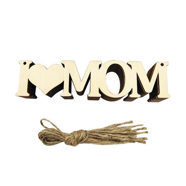 

decorative objects & figurines 10pcs mother's day wooden crafts decoration accessories pendant home gift the letter hollow