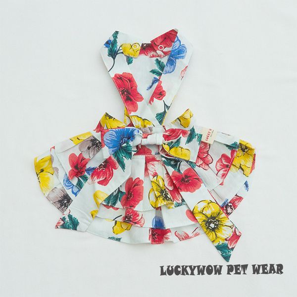 

pet cloth bow drs cotton printed teddy chenery fabo beauty cat and dog cute