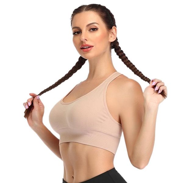 

women high impact sports bra wirepadded racerback yoga tank comfy shockproof for running gym clothing, White;black