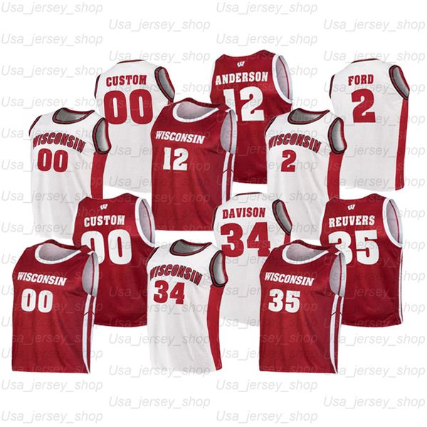 

custom wisconsin badgers college basketball jerseys 23 king 2 aleem ford 1 brevin pritzl 3 walt mcgrory, Black;red