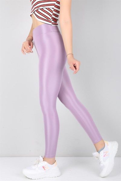 

women's leggings lilac extra high waist shiny disco tights 9293, Black