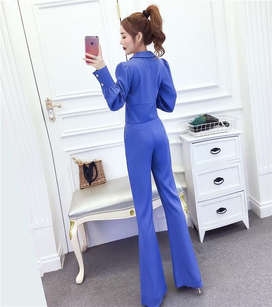 

two piece dress double breasted pants set 2 office women outfits ensemble femme deux pieces year-old female costume, White