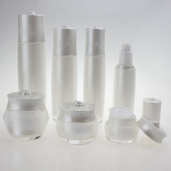 

storage bottles & jars luxury white pearl and pink lotion bottle 80ml, 80ml plastic round acrylic cosmetic