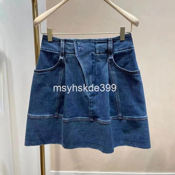

two piece dress 6520 spring and summer high waist loose a-line skirt denim women, White