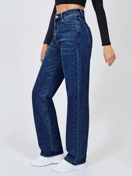 

tall high waist light washed jeans m10k#, Blue