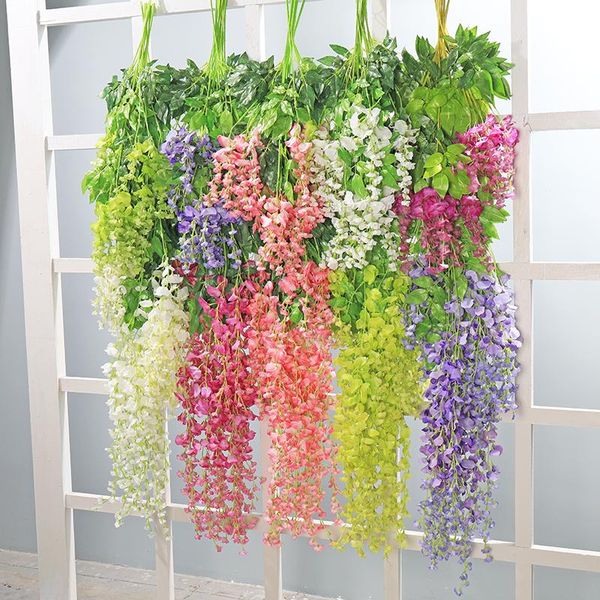 

decorative flowers & wreaths 175cm wisteria vine artificial silk garland arch wedding decoration home garden hanging plant wall decor