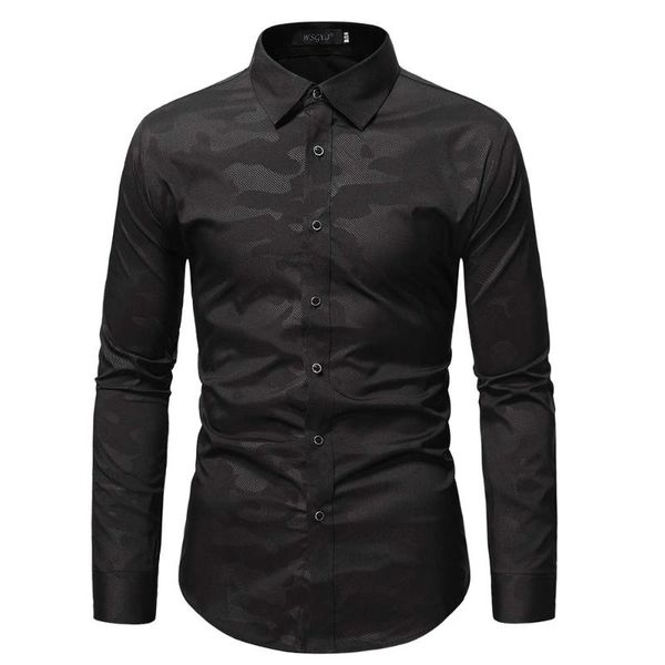 

men's casual shirts 2021 fashion cotton long sleeve shirt men prints slim fit male social business black red dress s-2xl, White;black