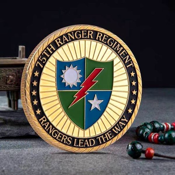 

50pcs non magnetic crafts usa department of army 75th ranger regiment ranger lead the way medal plated challenge coin