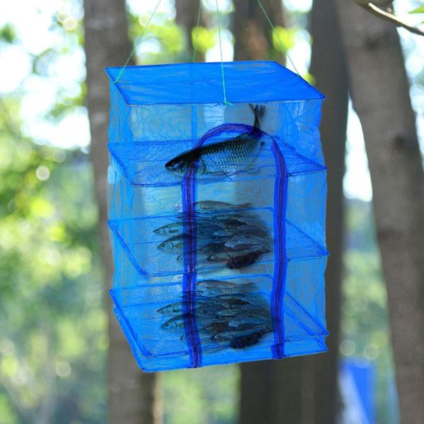 

foldable 3 layers drying net fish hanging vegetable dishes dryer rack fishing accessories 35x35x65cm