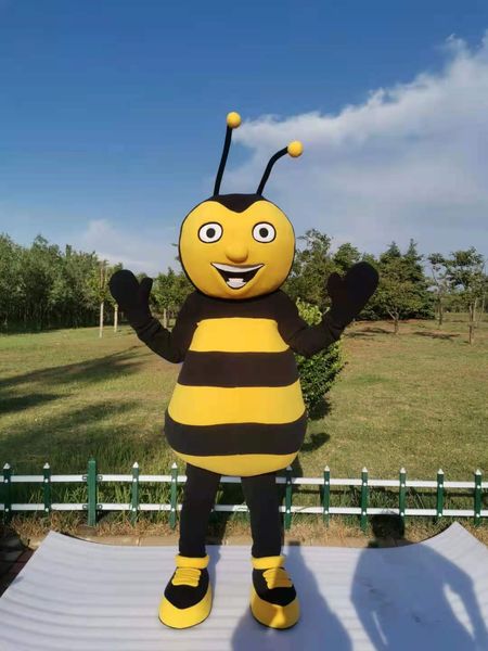 Immagine reale Costume da mascotte ape piccola in maschera per la personalizzazione del supporto per la festa di carnevale di Halloween