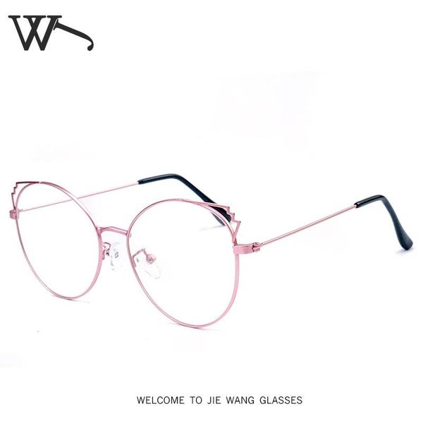 

fashion sunglasses frames retro literary metal cat ears frame study plain glass clear transparent optical glasses eyewear eyeglasses, Black