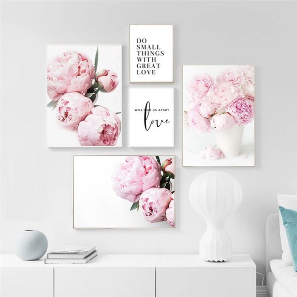 

unframed painting nordic pink flower bud decoration art alphabet wall poster