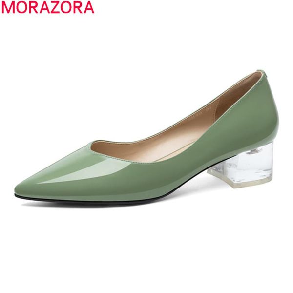 

dress shoes morazora 2021 arrival fashion women pumps thick heels pointed toe party summer shallow simple ladies, Black