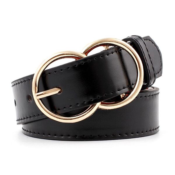 

belts pu leather belt double ring buckle waist waistband 43.3inch, Black;brown