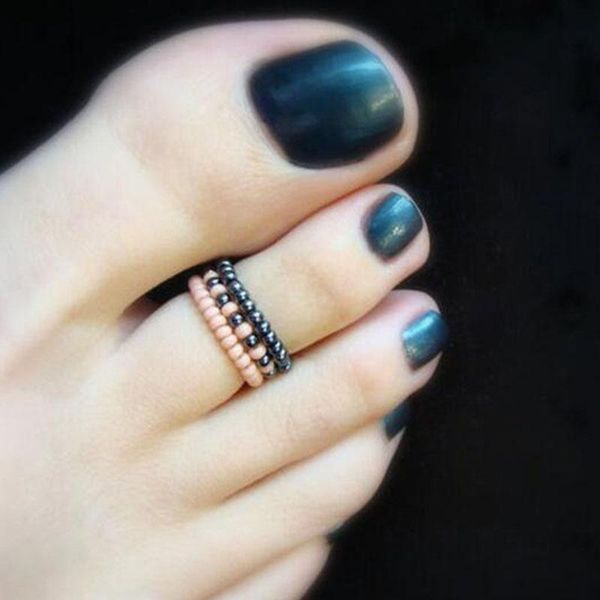 

cluster rings stackable toe hematite ring hippie, Golden;silver