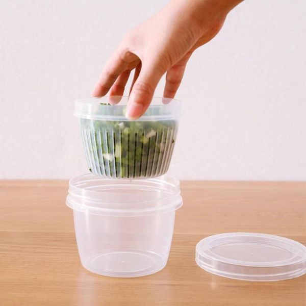 

storage bottles & jars creative round drain sealed box for ginger garlic onion refrigerator food crisper debris fridge tray kitchen organize