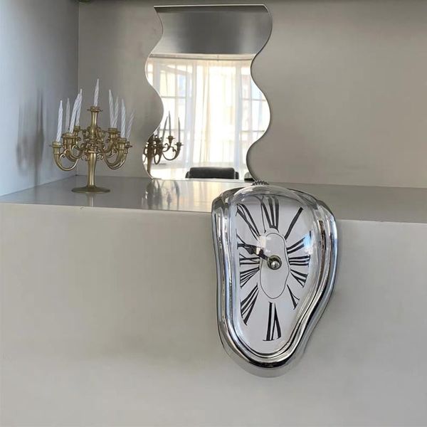 

wall clocks retro ins style creative ornaments twisted clock personalized room decoration irregular silent melting curved