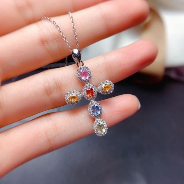 

pendant necklaces women's cross necklace luxury glittering gem hip hop chain cool jewelry amulet, Silver