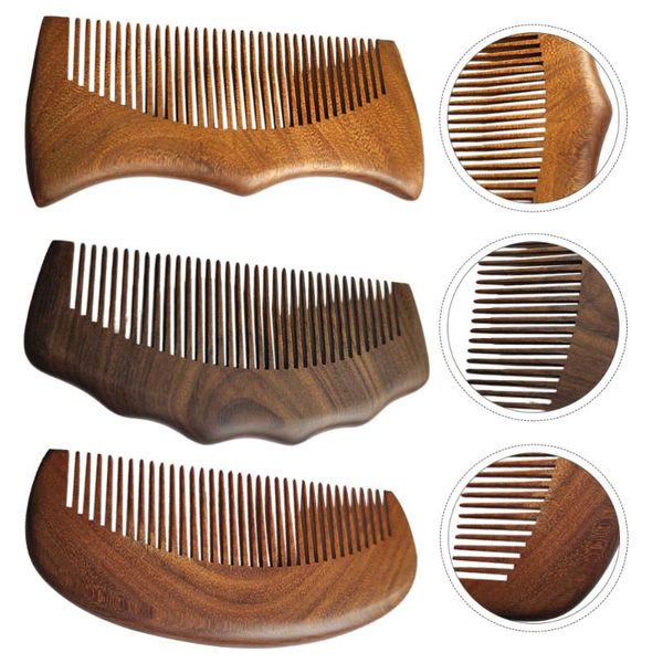 

hair brushes 3pcs simple sandalwood comb scalp personal hairdressing tool, Silver