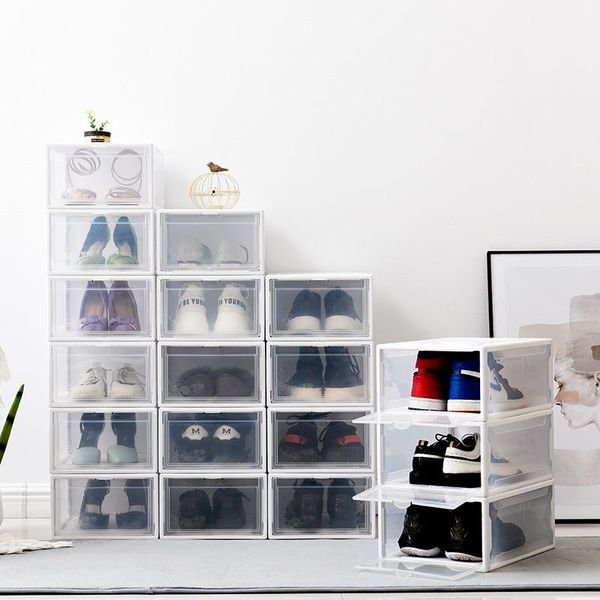 

storage boxes & bins 1pcs high capacity shoes chest drawers stackable drawer shoe box plastic transparent organizer