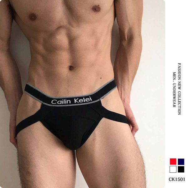 

cailin kelei trend men's t-briefs thin modal cut-out buttocks t-pants don't take off gay, Black;white