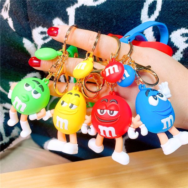 

web celebrity style key chains cute m bean cartoon keychain children 's surprise birthday gift accessories keyring face, Silver