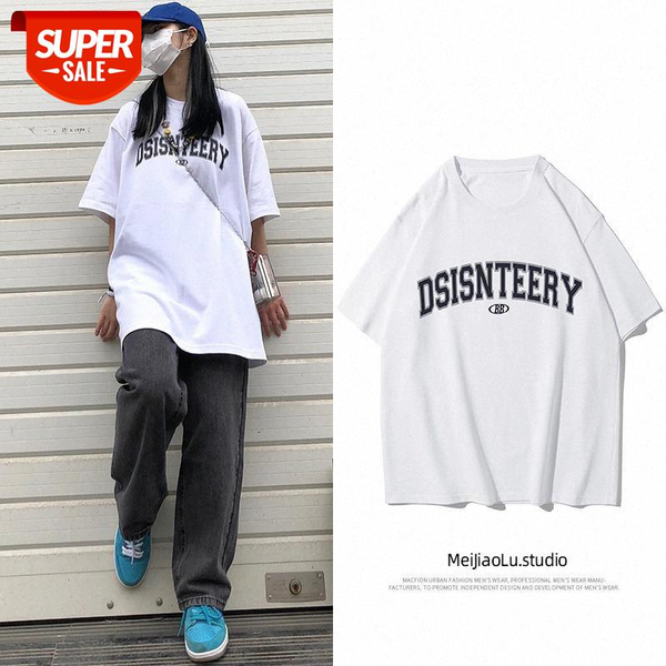 

100% cotton european and american girl hong kong style short-sleeved t-shirt female ins street high retro shirt half sleeve #3n1a, White;black