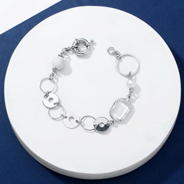 

charm bracelets vintage cubic zirconia bracelet for women silver color circle link & bangle adjustable pulseras female jewelry, Golden;silver