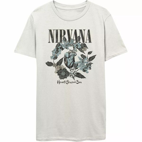 

nirvana heart shape box licensed t-shirt man, White;black