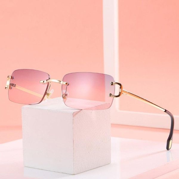 

rimless sun glasses women metal narrow frame rectangle shades small square female men zonnebril dames sunglasses, White;black