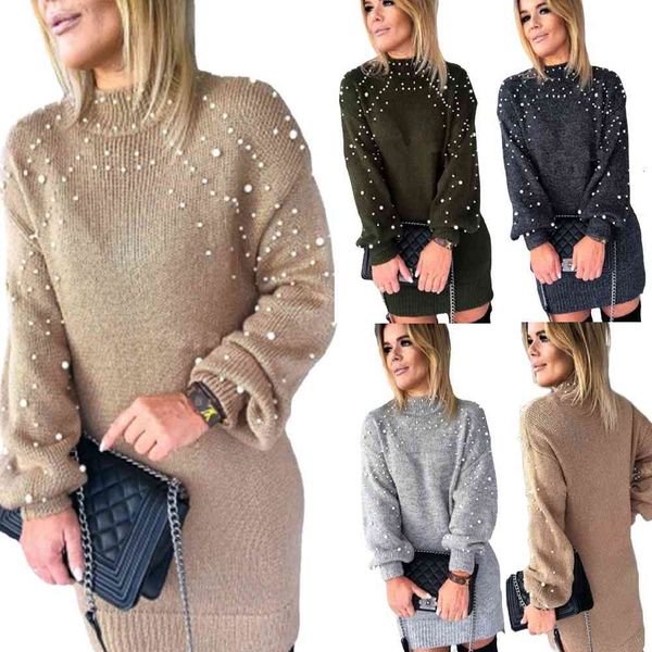 

women's sweaters women fall long winter sweaters and half-turtlenecks high-flashlight sleeves mesh beads jumper 07rh, White;black