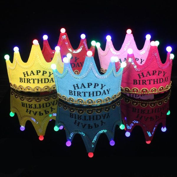 

party hats 1pcs led light up birthday hat princess king happy crown cap headband decorations supplies