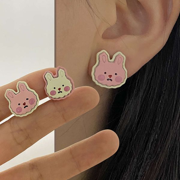 

simple lovely pink asymmetric earrings girl flower earrings