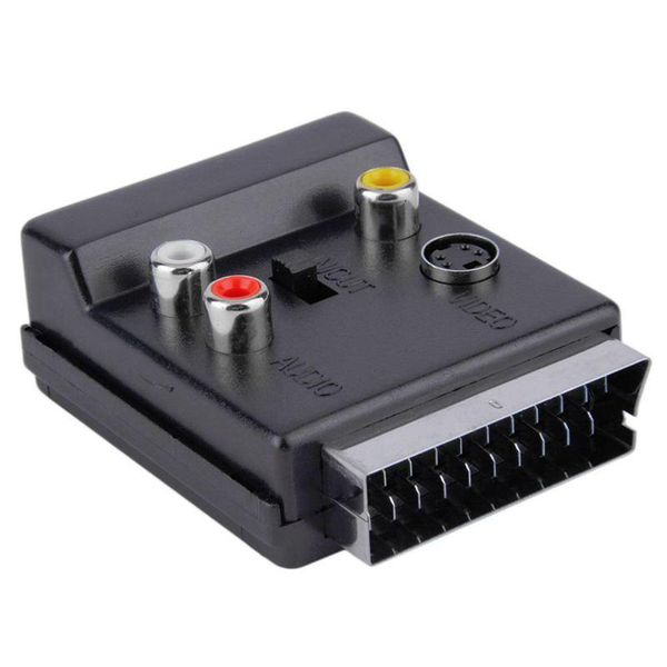 

est switchable scart male to female s-video 3 rca audio adapter convector cables & connectors