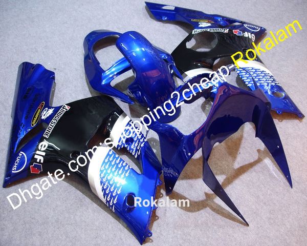 Motorräder Injektion ZX 6R 03-04 Verkleidung für Kawasaki ZX6R 2003 2004 Blau ELF Rennrad Verkleidungen Set (spritzguss)